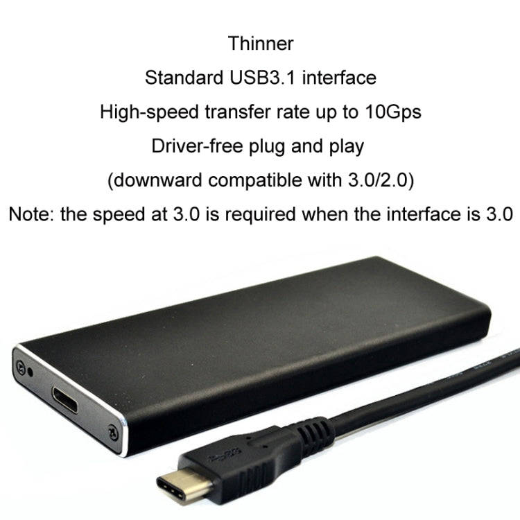 USB3.2 To M.2 NVME Hard Disk Box NGFF PCIE Protocol To TYPE-C, Color: Black with C-C Cable