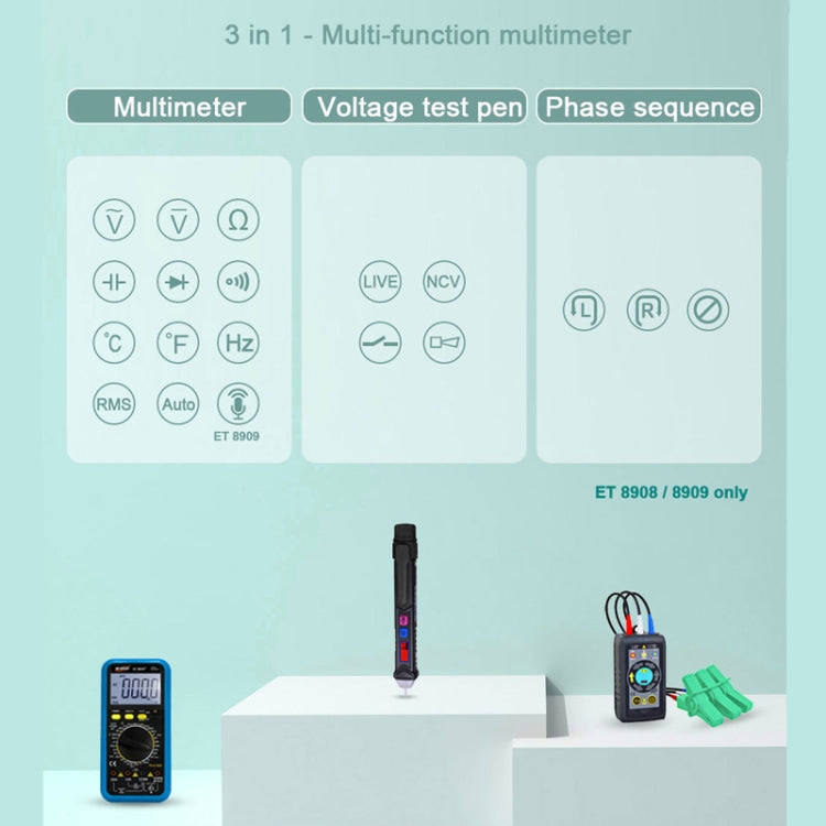 WinAPEX  ET8909  Digital Multimeter Voltage Test Pen Capacitance Meter Diode NVC Tester