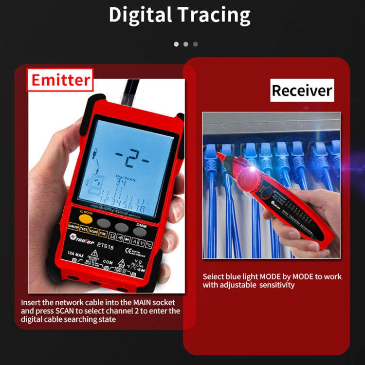 TOOLTOP 600m/1968ft Network Cable Length 2 in 1 Network Cable Finder Multimeter(7 pcs/set)