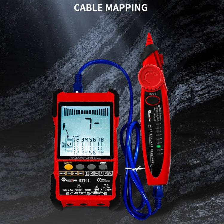 TOOLTOP 600m/1968ft Network Cable Length 2 in 1 Network Cable Finder Multimeter(7 pcs/set)