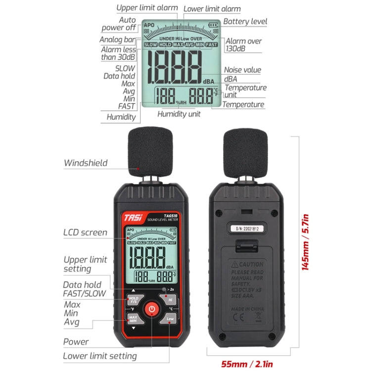 TASI TA651A Household Noise Tester Decibel Device