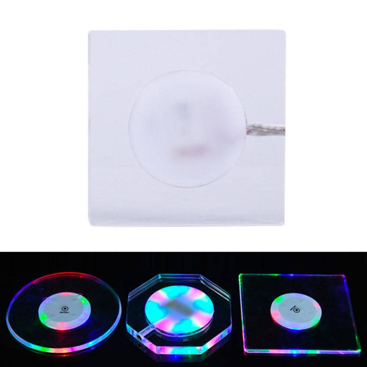 100x4mm Square LED Light Up Acrylic Coaster Transparent Crystal Base(Colorful Light)
