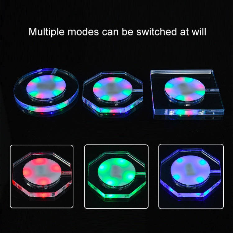 100x4mm Round LED Light Up Acrylic Coaster Transparent Crystal Base(Colorful Light)