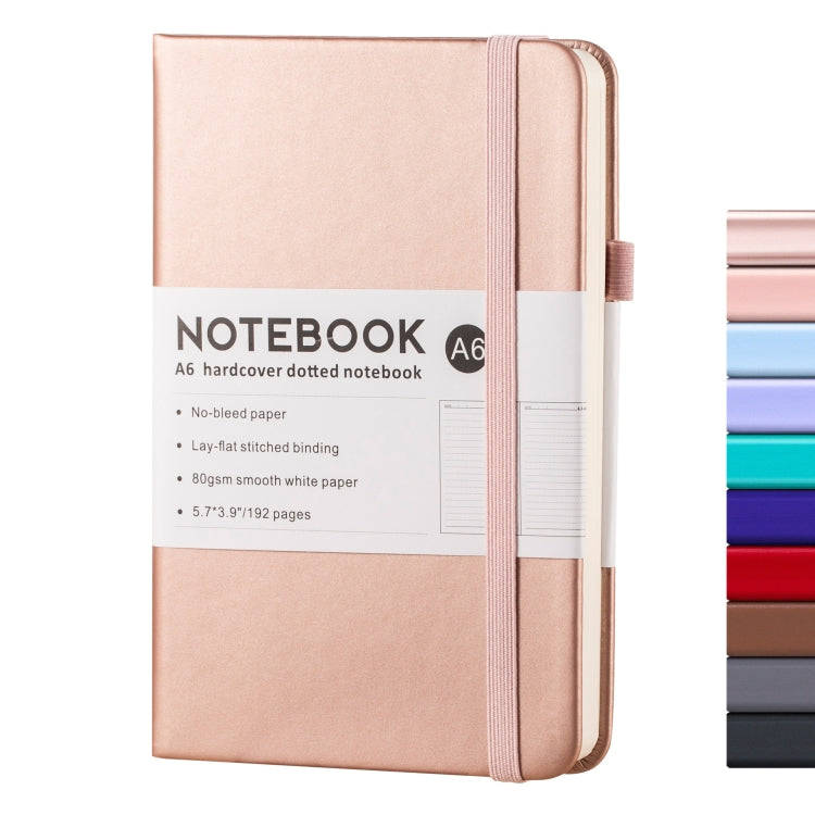 A6 PU Leather Notebook Business Notepad 96 Sheets Inner Pages(Rose Gold)