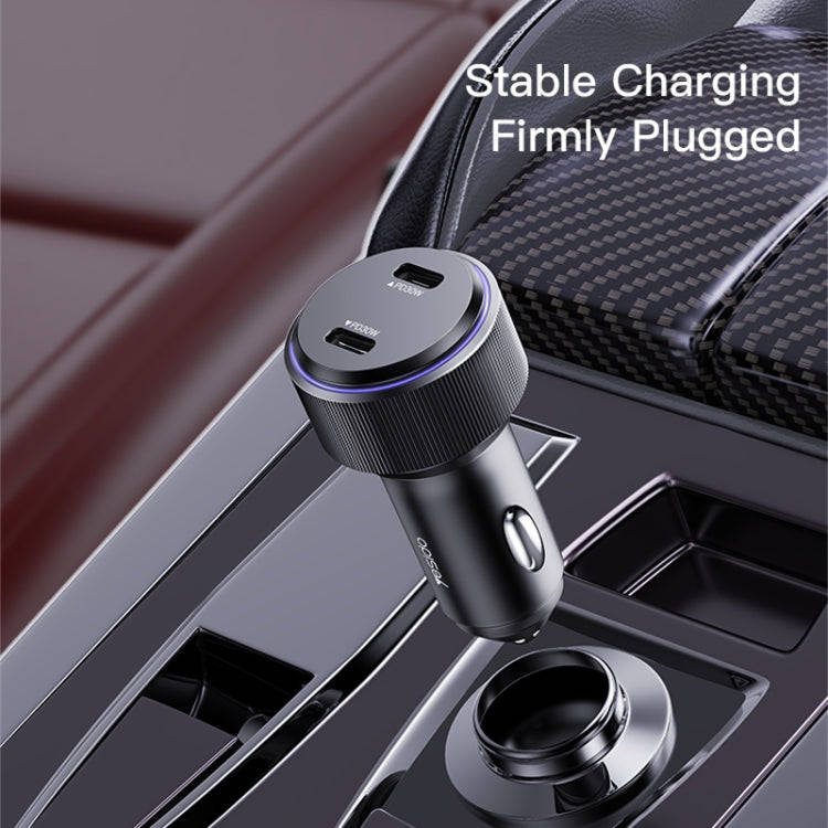Yesido Y48  60W Car Fast Charger Aluminum Aluminum Double Type-C/USB-C Port Car Charger(Black)