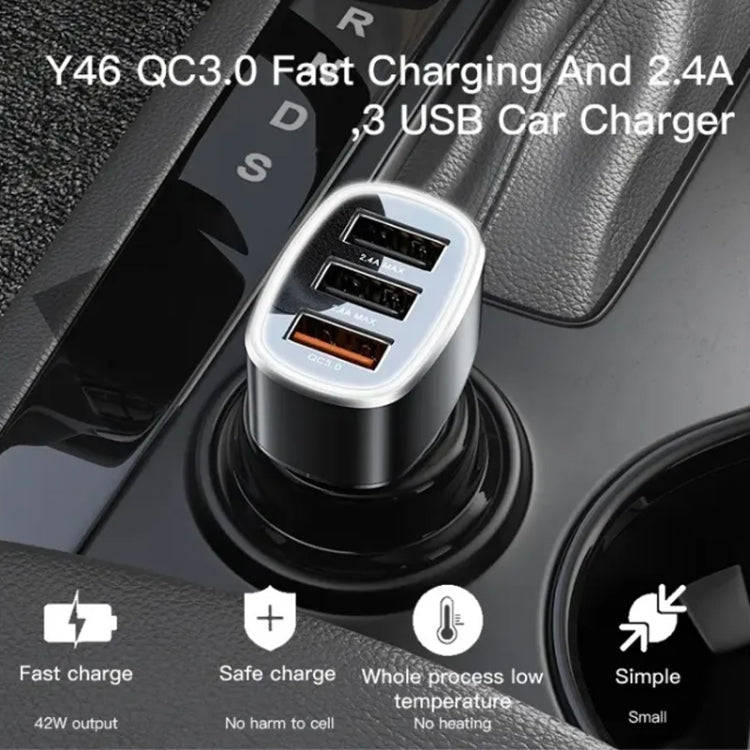 Yesido Y46 42W 3 USB Port Car Fast Charger(Black)
