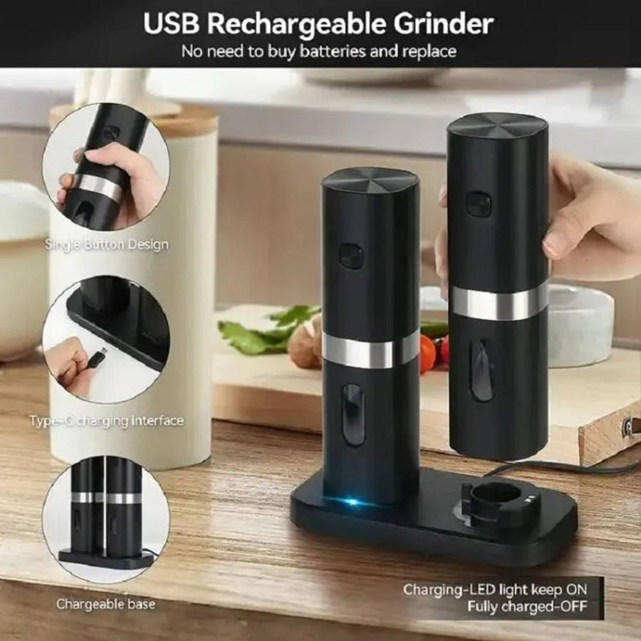 Electric Automatic Salt And Pepper Grinder Set With Charging Base, Model: K2 KYMQ-17C