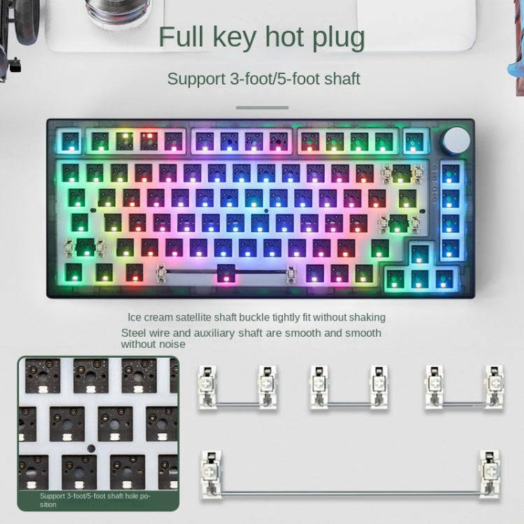 82 Keys Bluetooth Wireless 3-mode RGB Hot-plug Customized Mechanical Keyboard Kit(Black Transparent)