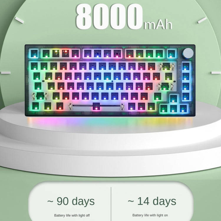 82 Keys Bluetooth Wireless 3-mode RGB Hot-plug Customized Mechanical Keyboard Kit(Black Transparent)