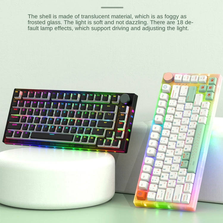 82 Keys Bluetooth Wireless 3-mode RGB Hot-plug Customized Mechanical Keyboard Kit + Keycap(White)