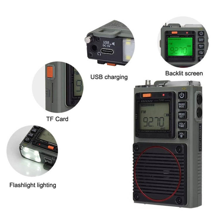 HanRongda HRD-787 High Performance Full Band Portable Bluetooth Card SOS Warning LED Lighting Rad...
