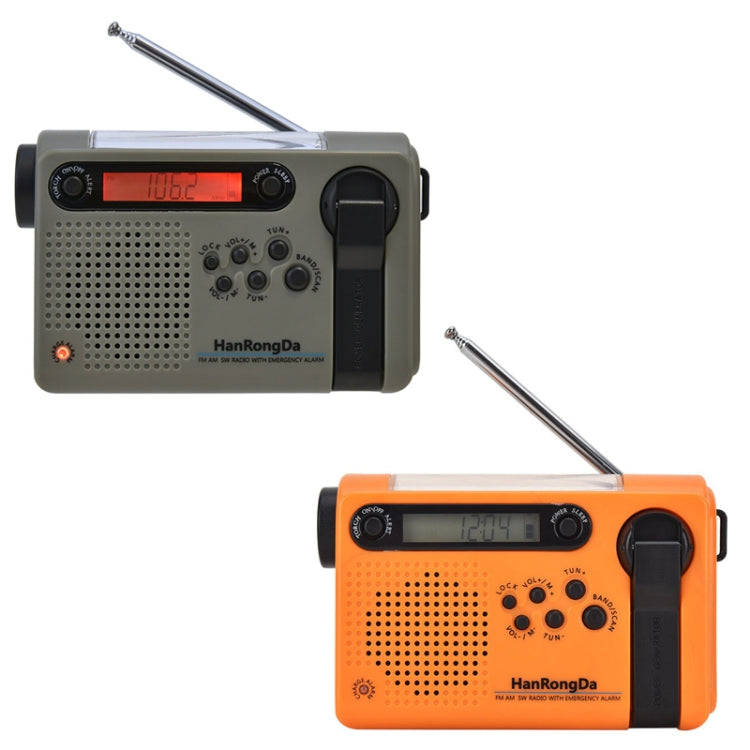 HanRongda HRD-900 LED Lighting Solar Hand Crank Power Generation NOAA Weather Warning Radio(Orange)