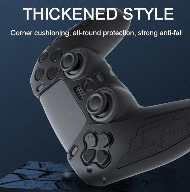 For PS5 Gamepad Silicone Case Non-slip Texture Thickened Protective Cover(Blue)