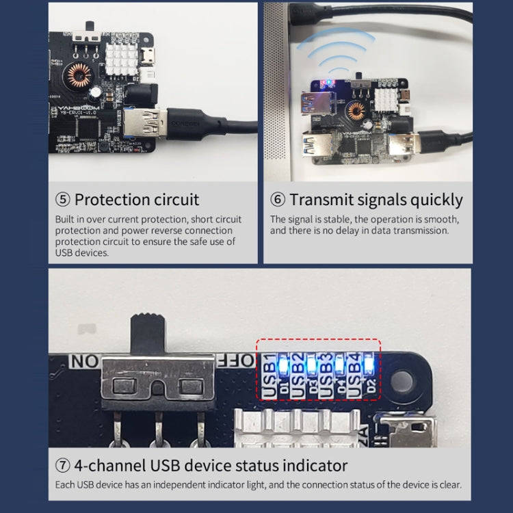 Yahboom USB3.0 HUB Expansion Board ROS Robot Expansion Dock(6000301226)