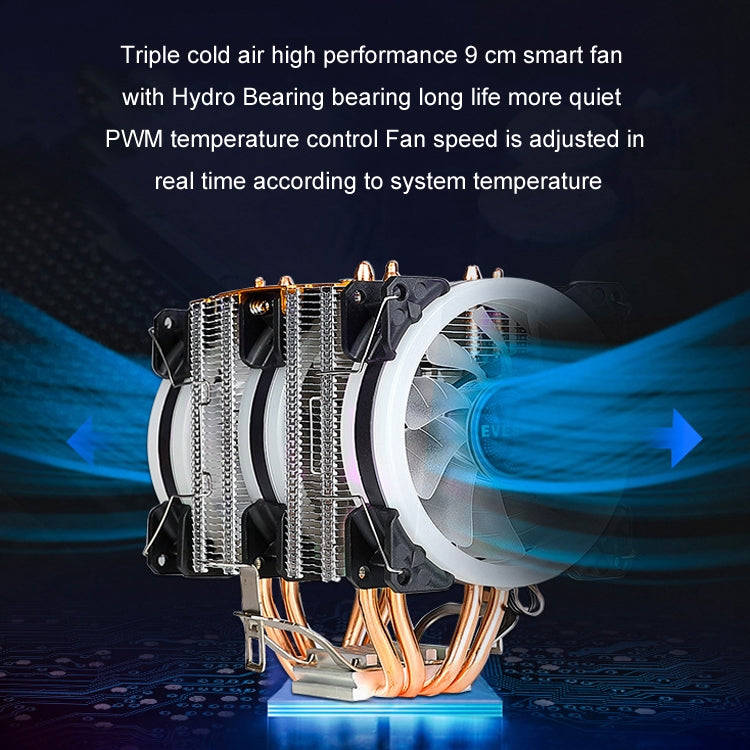 EVESKY 600 Desktop Computer 4 Copper Tube Mute CPU Cooling Fan, Color: No Light Three Fans