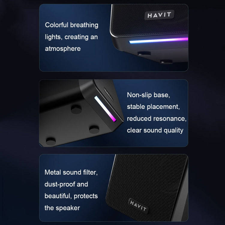 Havit A20 Plus Colorful Ambient Light Wired Computer Audio Stereo Surround Sound Speaker, Style: ...