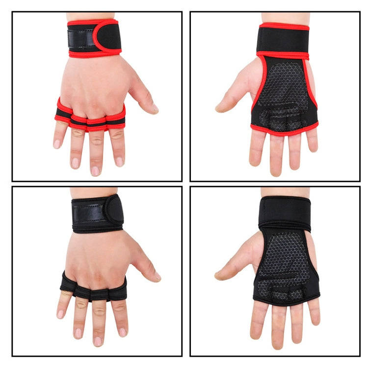 M Weightlifting Dumbbell Horizontal Bar Anti-cocoon Anti-slip Wrist Fitness Four-finger Gloves(Bl...