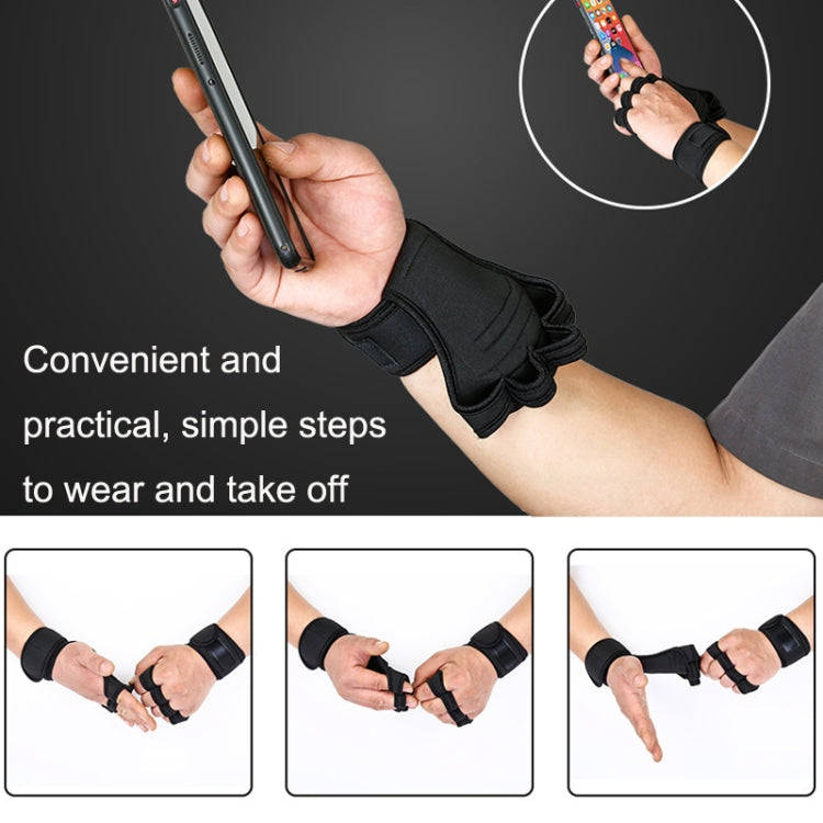 M Weightlifting Dumbbell Horizontal Bar Anti-cocoon Anti-slip Wrist Fitness Four-finger Gloves(Bl...