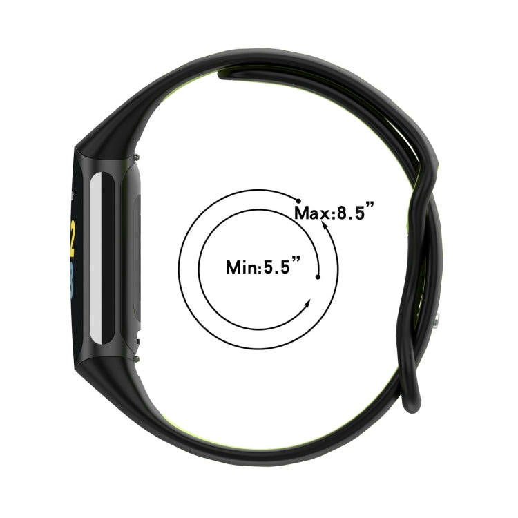 For Fitbit Charge 5 Smart Watch Sports Waterproof Two-Color Silicone Band(White Black)