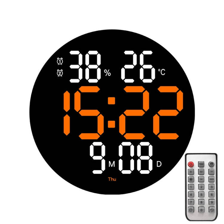 10-Inch Led Digital Wall Clock 2-Color Large Screen Electronic Clock With Temperature Display(Ora...