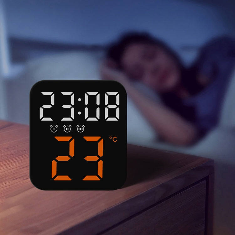 Simple Temperature Display Clock Three Alarm Clock Porch Wall Clock(Rose Red)