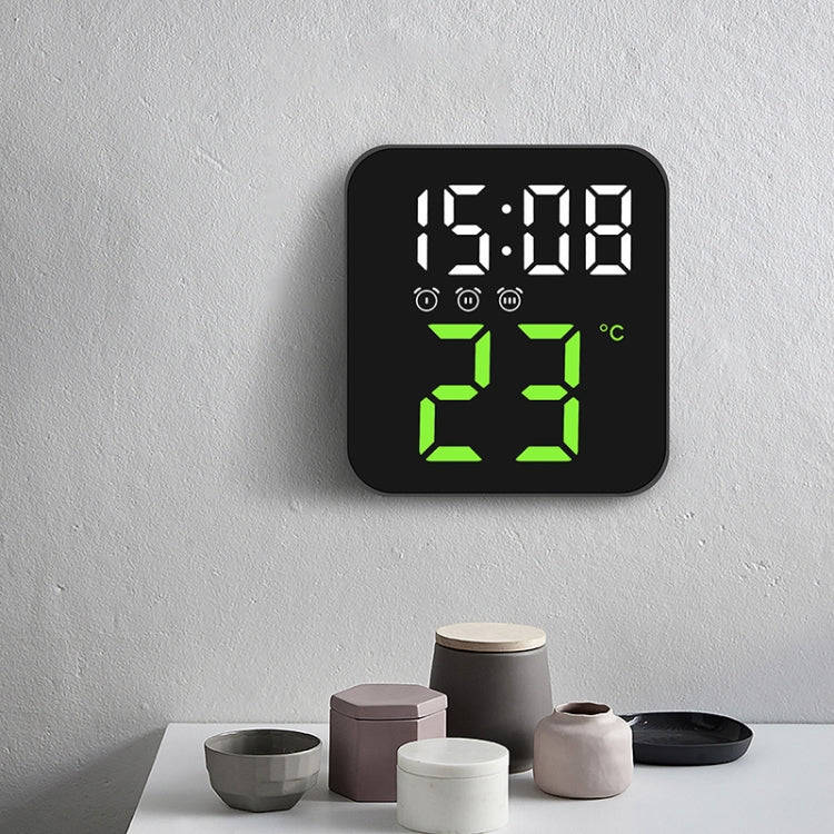 Simple Temperature Display Clock Three Alarm Clock Porch Wall Clock(Orange Lamp)