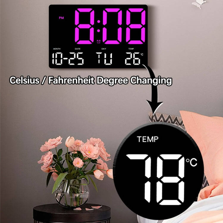 Large Display Led Digital Clock 5 Modes Brightness Adjustable Temperature Mute Electronic Clock(O...