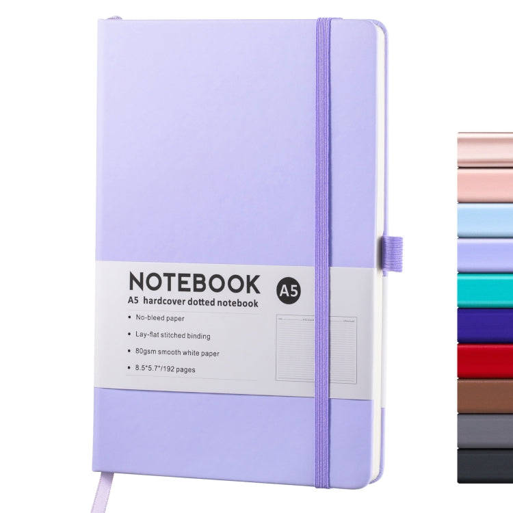 A5 PU Leather Notebook Business Notepad 96 Sheets Inner Pages(Light Purple)