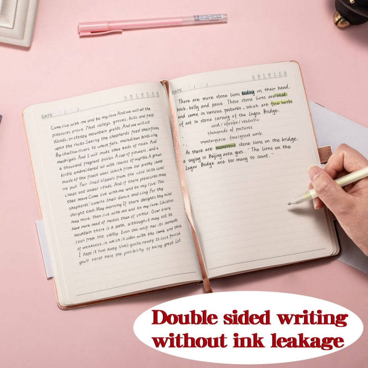 A5 PU Leather Notebook Business Notepad 96 Sheets Inner Pages(Pink)