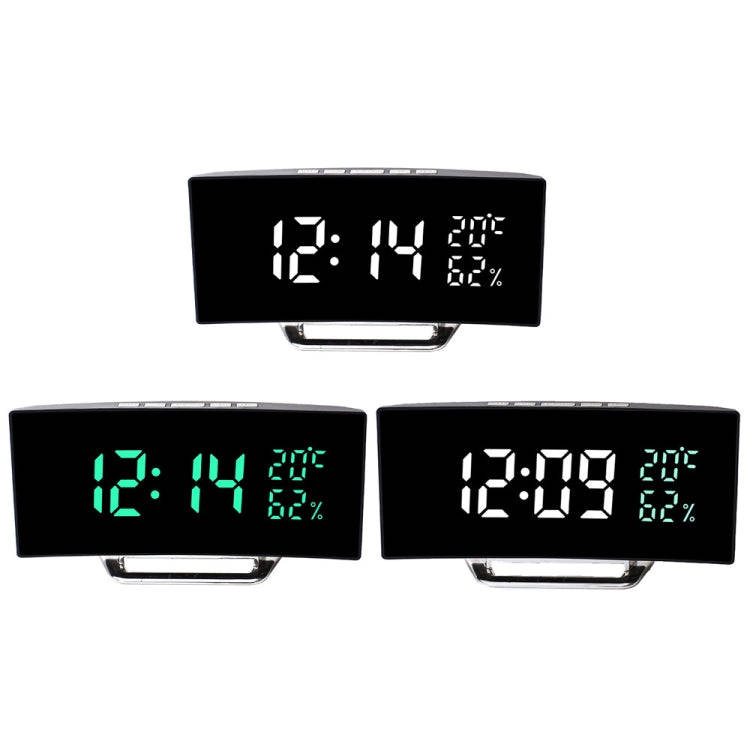 7816 Curved Screen LED Temperature / Humidity Display Multifunctional Clock(White)