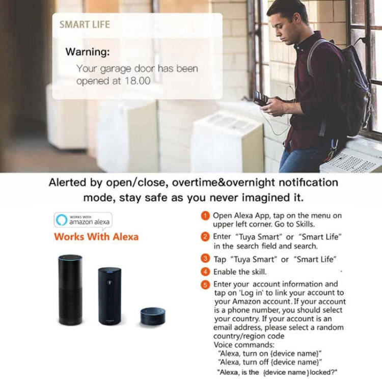 Tuya APP Remote Control WIFI Smart Garage Door Controller, Specification: US Plug