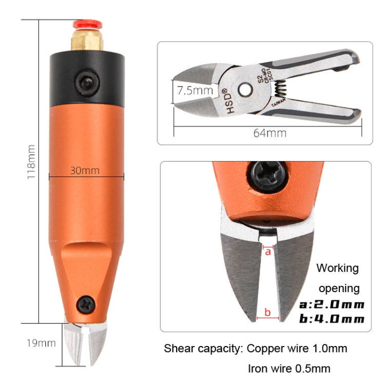 HSD HS-5M+S2 Cut Metal Set 2 In 1 Pneumatic Snip Plier Cutting Metal Plastic Model Scissor Tool
