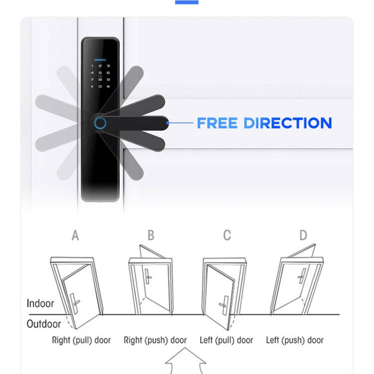 C91 Tuya Smart WiFi Password Fingerprint Electronic Door Lock(Silver)