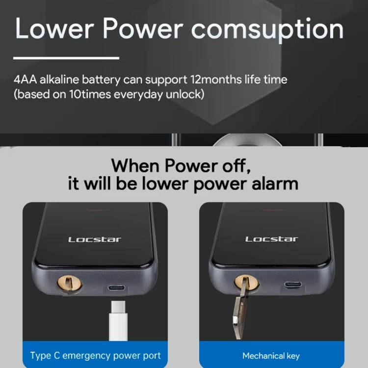 A60 Smart Fingerprint Password Door Lock With Doorbell, Spec: Tuya APP Version Gray