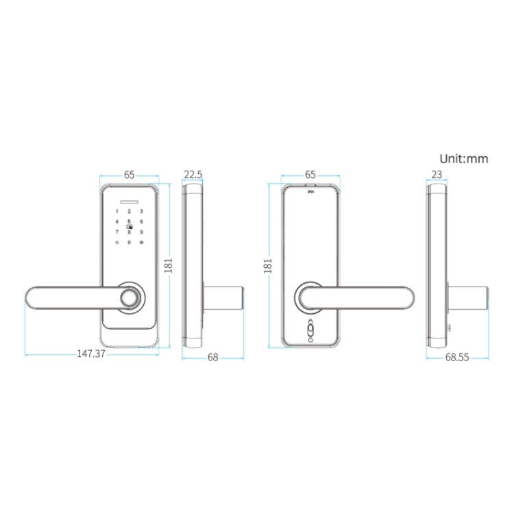 C89 Smart Fingerprint Password Lock Home Indoor Door TUYA System Lock(Black)