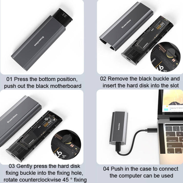 Blueendless 2810 General Dual Protocol Wiring 2-in-1 M.2 Mobile Hard Disk Case SSD External Solid...