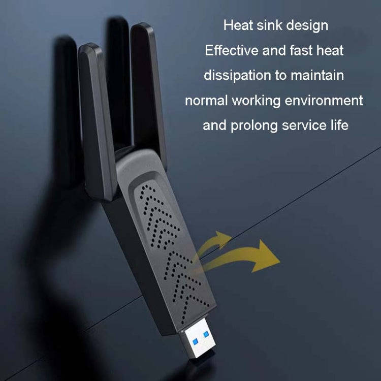 1300Mbps Wireless Network Card Gigabit Dual Band 5G Driverless Computer USB Network Card, Scope: ...