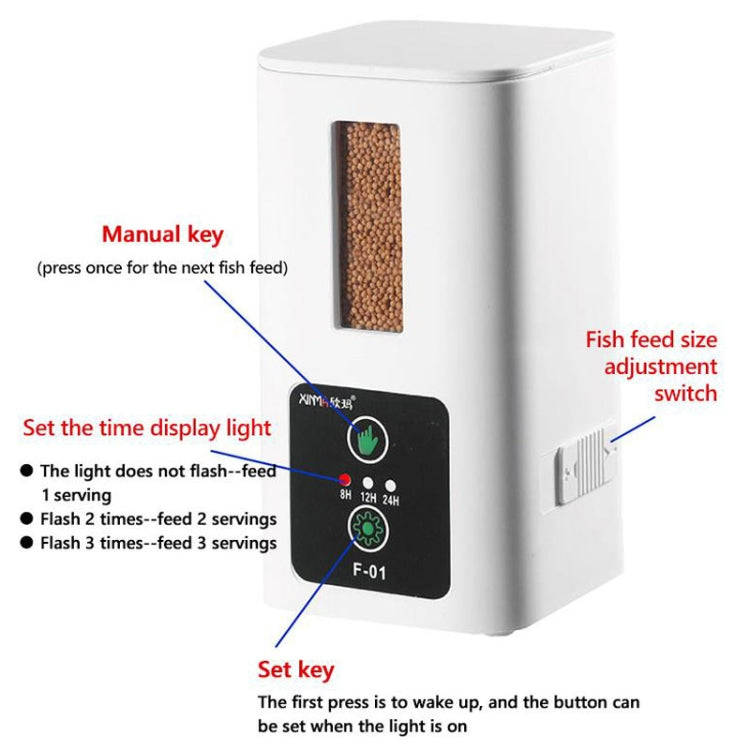 XINMA F-01 400ml Fish Tank Automatic Feeding Device Aquarium Intelligente Timing High-capacity Fi...
