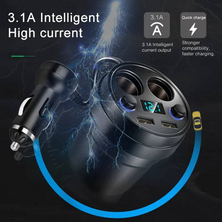 Cup Car Charger Dual USB Corded Cigarette Lighter Mobile Phone Charger(Black)