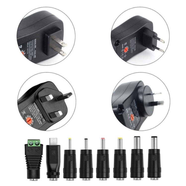 30W USB Interface Adjustable Power Adapter With Power Monitoring LED Light, Specification: AU Plug