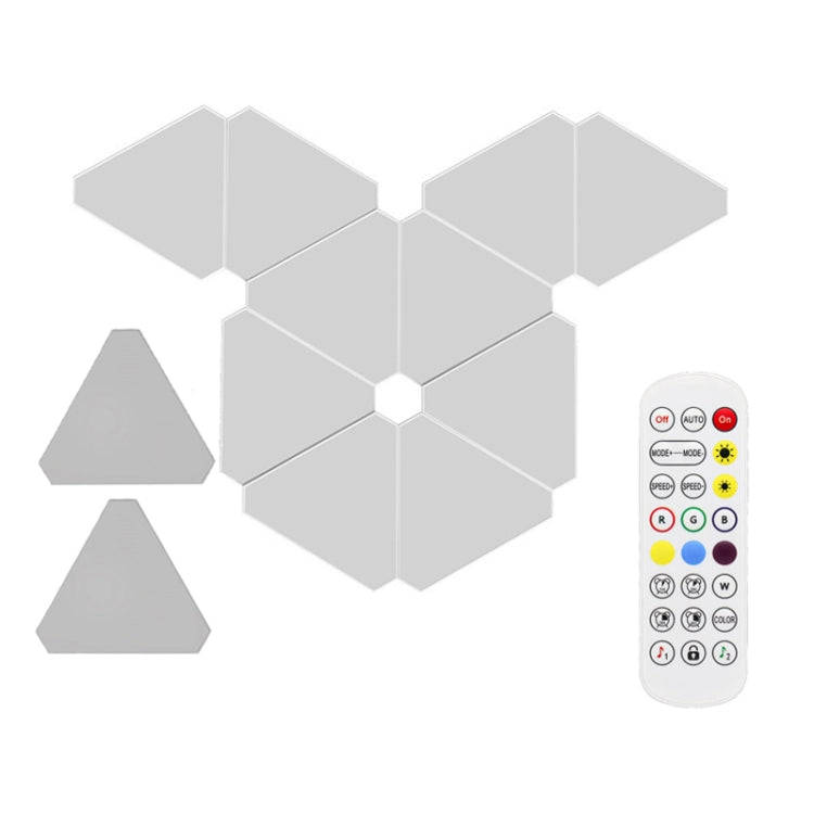 12pcs /Set Triangle Splicing Intelligent Sound Control Quantum Light Atmosphere Lighting With Rem...