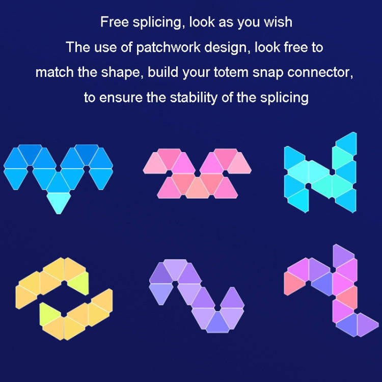10pcs /Set Triangle Splicing Intelligent Sound Control Quantum Light Atmosphere Lighting With Rem...