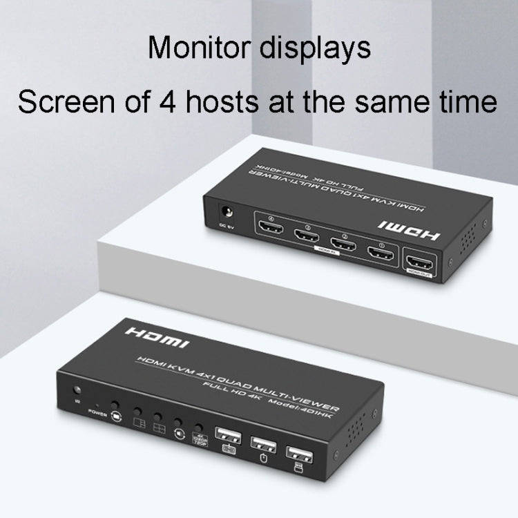 FJGEAR FJ-401HK 4 Ports HDMI KVM Video Splitter With IR Remote Controller