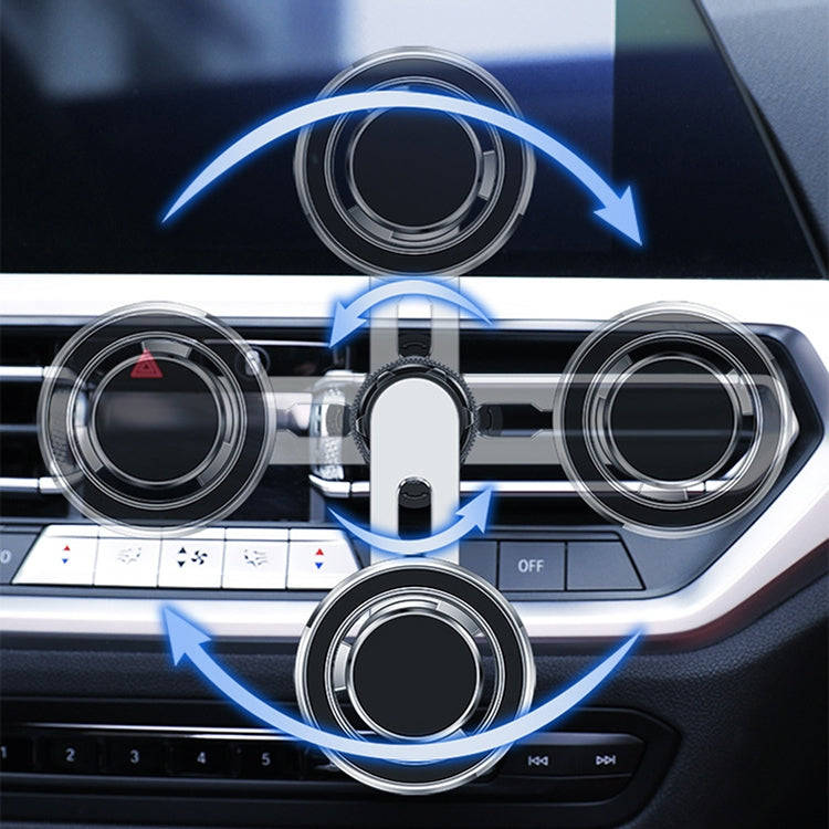 720 Degree Rotating Air Outlet Car Phone Holder Universal Magnetic Navigation Bracket(Silver)