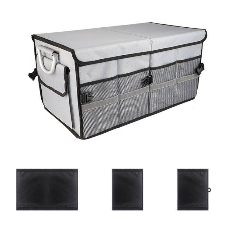 Car Trunk Storage Box Oxford Cloth Folding Organizer With Reflective Strips, Color: Large Gray