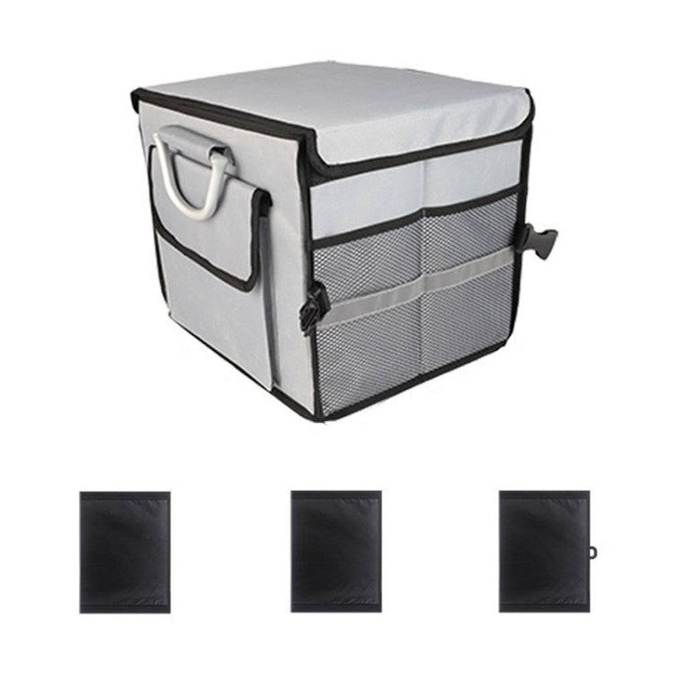 Car Trunk Storage Box Oxford Cloth Folding Organizer With Reflective Strips, Color: Small Gray