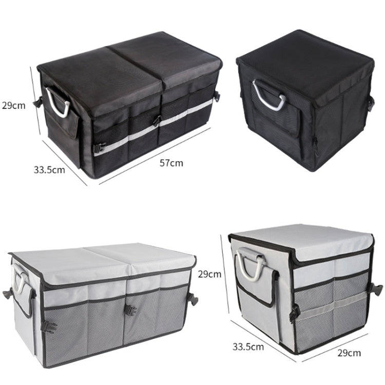 Car Trunk Storage Box Oxford Cloth Folding Organizer With Reflective Strips, Color: Large Gray