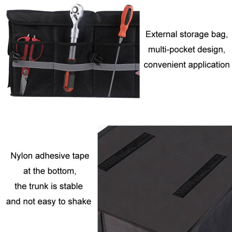 Car Trunk Storage Box Oxford Cloth Folding Organizer With Reflective Strips, Color: Small Black