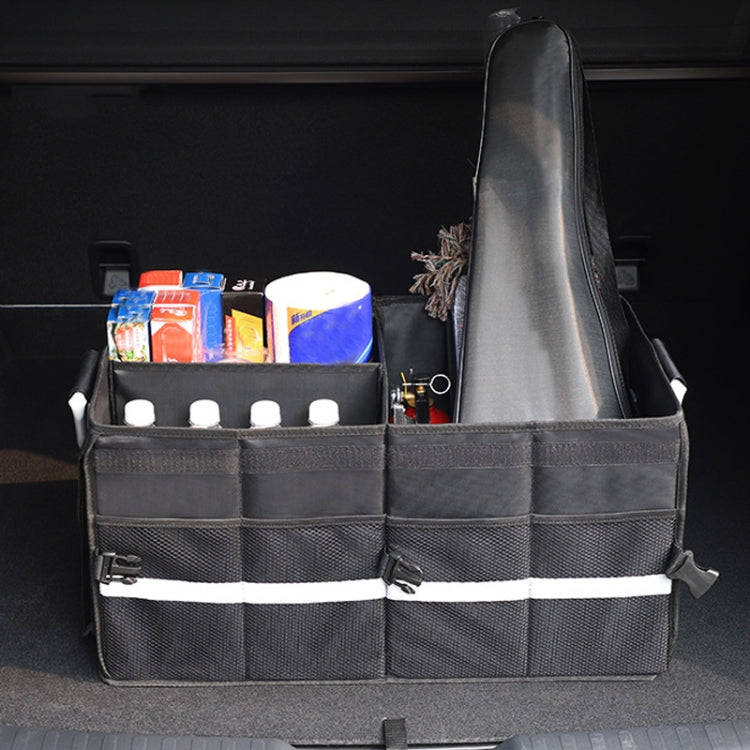 Car Trunk Storage Box Oxford Cloth Folding Organizer With Reflective Strips, Color: Small Black