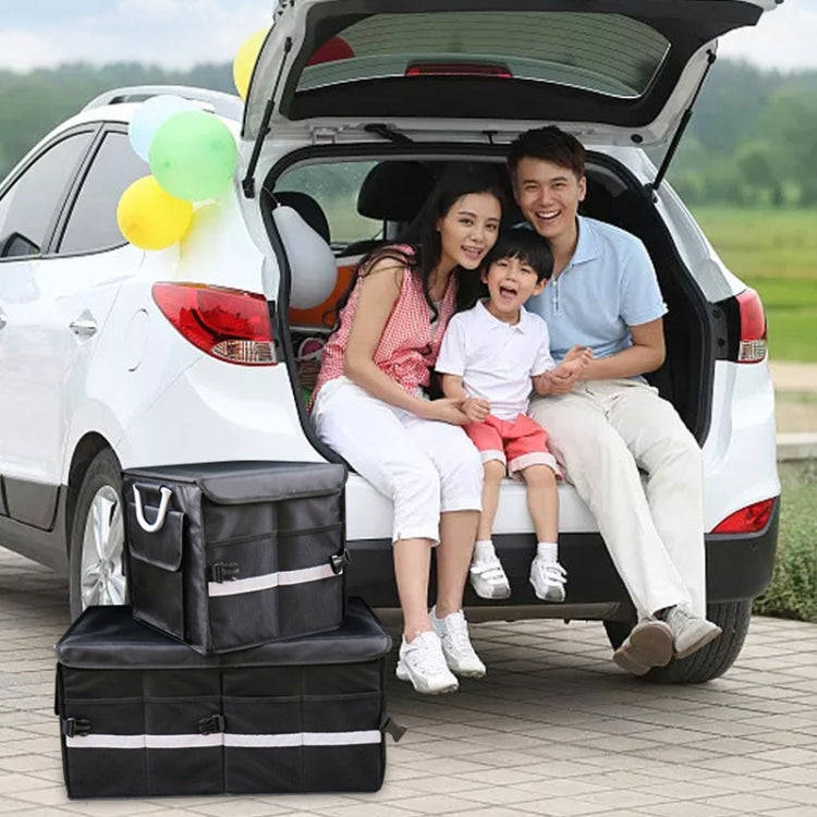 Car Trunk Storage Box Oxford Cloth Folding Organizer With Reflective Strips, Color: Small Gray